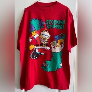 Vintage 1994 Garfield Stocking Stuffer Christmas TShirt Jim Davis Paws XL unisex